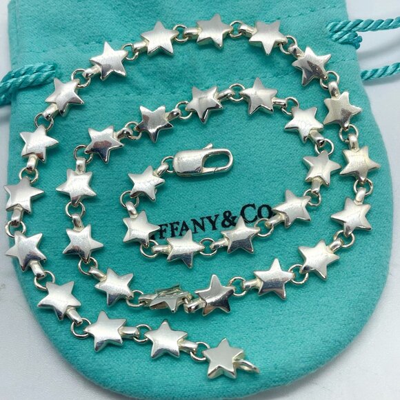 Tiffany & Co. Sterling Silver Puff Star Link Necklace – 16” - Picture 1 of 8